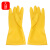 久瑞 JSH049 加厚加长防水牛筋乳胶劳保手套 黄色M号 5双装 