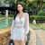 OKOJ品牌泳衣女时尚连体大码泡温泉海边性感遮肉比基尼夏季新款 白色 XL（155-170CM 112-125斤）