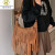 酷奇袋鼠（KUQIDAISHU）棕色个性设计包包2023夏季新款女包波西米亚复古百搭斜挎包流苏包 黑色