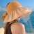 巴斯星人夏季针织空顶遮阳帽女简约蝴蝶结渔夫帽可定制粉色  可调节