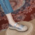 USW单鞋女2024春季新款法式渔夫鞋一脚蹬小香风银色平底鞋玛丽珍鞋子 银色 38