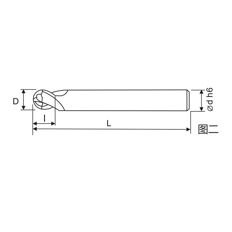 刃天行立铣刀PGMB20200-050S04通用加工2刃 球头铣刀 订制品