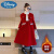 迪士尼女童裙子2024新款洋气春装儿童秋冬连衣裙小女孩春款公主裙背带裙 套装(红色外套+半身裙) 120cm(120cm)