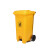 圣路欧C  垃圾桶黄色脚踏垃圾桶环卫分类物业小区室外户外酒店商用塑料带盖100U型号 550*470*840mm  