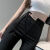VGDG春夏穿的超低腰性感牛仔裤女设计感微喇西装裤秋季辣妹镂空高腰裤 黑色字母款 XS