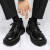 英伦风皮鞋春夏新款男鞋青少年学生厚底耐磨商务鞋西装耐磨休闲鞋 RF-H02黑色 39