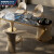 格尔丹岩板茶桌椅组合奢石轻奢现代简约家用办公茶桌书桌一体两用泡茶桌 1.4米茶桌 茶桌+主人椅*1+客椅*3