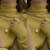 珞达达螺纹半高领打底衫女秋冬修身休闲木耳边长袖t恤女保暖内搭上衣 姜黄色+杏色 XL建议110-120斤