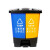 阿斯卡利 垃圾分类垃圾桶商用学校干湿有害厨余三合一脚踩双桶100L带盖 20升【绿厨余+灰其他】