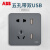 ABB 纤悦系列古典灰色开关插座面板86型照明电源插座 五孔带双USBAR293-G