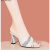 IFIZ2023夏季鱼嘴高跟凉拖鞋女夏外穿时尚透气粗跟一字拖鞋 米白色5200 35