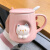 萱靓德国进口品质猫咪马克杯女生可爱少女陶瓷杯子带盖精品咖啡杯高颜 粉色猫咪杯(平盖)陶瓷勺