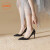 鞋柜（shoebox）达芙妮集团旗下高跟单鞋女2024年夏季新款欧美漆皮铆钉细跟性感 黑色_7厘米普通款 34