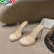 卡帝乐鳄鱼（CARTELO）2024年夏新款防水台透明凉鞋女一字带粗跟高跟鞋简约水晶凉拖百搭 裸色7.5CM(水台约1.5CM) 37