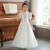 迪士尼儿童礼服裙轻奢小众高端晚礼服公主裙中大童女孩主持人钢琴演出服 白色 160码