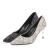 BELLE/百丽女鞋高跟鞋新款亮片布尖头细跟单鞋BVVA4AQ9 黑银/黑 39