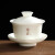 不拙羊脂玉盖碗单个泡茶杯功夫茶具三件套家用白瓷陶瓷高端三才茶碗 2-自在-白瓷描金圆蓉盖碗