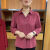 艺萱集春夏天穿的中年妇女长袖秋季新款色女士衬衫时尚 酒红色面料 4XL 建议135-150斤