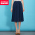 特尚莱菲 半身裙夏季新款女雪纺中长款裙子纯色仙女长裙沙滩半裙 WWH1501 深蓝色 M(1尺9-2尺1)