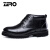 零度(ZERO)高帮男靴加绒皮鞋头层牛皮保暖系带款商务男士短靴子 R75223 黑色 39