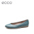 ECCO爱步牛皮圆头浅口舒适平跟女单鞋 触感芭蕾舞鞋2.0系列271503 水蓝色27150301292 35