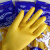 南洋牛筋乳胶手套耐酸碱橡胶手套 加厚耐磨防水洗衣天骄胶皮手套 3双 黄色加长 M中号女工作用