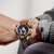 瑞夫泰格（reef  tiger）手表男士全自动时尚多功能男表大表盘潮表防水机械表 金壳黑面 RGA3503