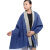 上海故事双面格子羊毛围巾女士秋冬加厚保暖披肩两用  169029 蓝灰色