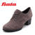 Bata/拔佳 专柜同款黑色羊绒皮革简约粗中跟深口鞋女单鞋658-2CM8 灰色 37