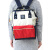 日本Anello 大号大容量时尚复古男女运动休闲帆布款AT-B0193A红白拼色学生双肩包 日本进口