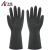 华特3502 防水防油手套 黑色双层乳胶 加厚 清洁洗涤 作业防护 劳保用品 5双 M#（中码）