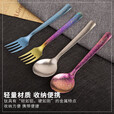 钛途（TITO TITANIUM）纯钛叉勺方柄款99.5%钛合金家用户外野营餐具厨具叉子勺子 钛勺-冰花璀璨钛色