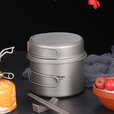 Ti artisan钛工匠户外钛锅纯钛汤锅露营炊具超轻便携式汤锅煎锅折叠套锅锅具 1100ml+1600ml有阶套锅