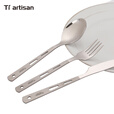Ti artisan钛工匠户外餐具纯钛刀叉勺子多功能三件套野营野餐装备金属钛餐具 半抛光款三件套（送挂扣）