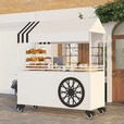 靠森户外摆摊小推车夜市地摊小吃车餐车商用花车集市摊位移动车 白色长120宽60高190cm长含扶手