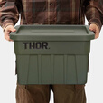 THOR日本居家用品IGT储物箱带盖户外搬运箱露营装备车载收纳箱 军绿色-22L