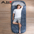 北山狼大码睡袋户外露营四季通用冬季加宽加厚保暖防寒单人大成人 1.5kg灰色送三宝