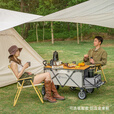 北欢bavay营地露营推车户外野餐便携pro折叠拉杆车野营手拉拖车F02 420L 米色pro+铝合金桌板