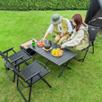 北岳户外折叠桌便携式露营桌子野餐桌椅套装野外轻车载装备用品蛋卷桌 【2.0管】全黑60桌+包