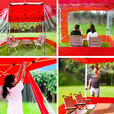 歌途乐帐篷透明围布 户外四脚四角伞透明伞布加厚防风防水围边摆摊雨棚 10.5米红色围布（透明）