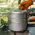 必唯（BOUNDLESS VOYAGE） 纯钛户外蒸锅4.5L便携汤锅露营锅具野营平底锅火锅大容量蒸隔 Ti2114C 4.5L蒸锅