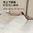 牧高笛（MOBIGARDEN）新月睡袋 户外登山露营保暖加宽可拼接便携信封式磨毛睡袋 双人1.5+1.7KG/象牙白/不含枕头