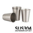 CLS 户外餐具露营野餐杯304不锈钢6件套杯野餐野炊家用杯子便携杯套装大号咖啡饮料白酒杯 【黑标】户外杯套装-四件套 301-400ml