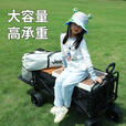 JEEP吉普露营车户外可折叠手推野餐营地超大拖车拉杆摆摊小推车 绿咖色