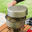 必唯（BOUNDLESS VOYAGE） 纯钛户外锅具蒸锅露营汤锅野营炒锅一体套锅便携火锅大容量明火 Ti2101C 蒸锅1.8L+炒锅1L