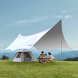 原始人天幕户外露营桌椅六件套野营大号防晒免搭银胶遮阳棚 （16㎡）奶油咖【家庭聚餐】