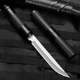 ABDT尼泊尔军刃防身荒夫铝合金手柄多功能高硬度马氏体刀露营户外求生 黑色花纹方头