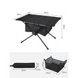 山头林村户外折叠桌子蛋卷露营便携式超轻量化餐桌战术野外茶桌铝合金小型 黑色尼龙网布可插水杯