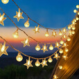 柬渝彩灯氛围灯10米80灯带闪户外露营LED灯串活动场地布置装饰星星灯 10米80灯 星星+圆球【电池+USB】