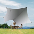 原始人天幕帐篷户外大号专业防晒银胶涂层沙滩遮阳棚露营装备 （16平方）奶霜白【2-8人】